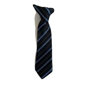Toddler Boy  Clip On Tie Black/blue/brown Stripes. Size 0-12 Month